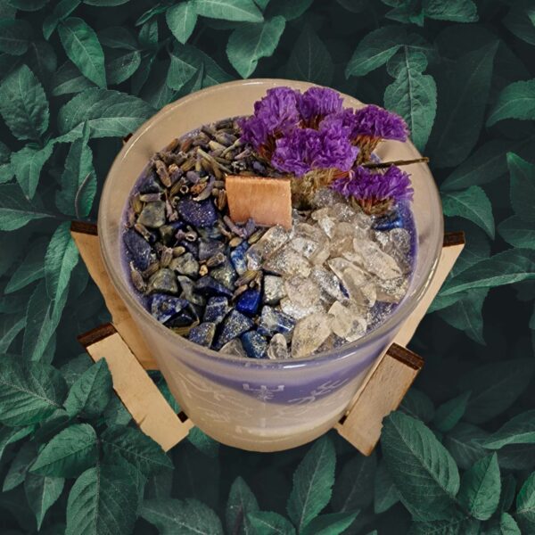 Bougie Méditation Lavande Lapis Lazuli et Quartz Fumé – Image 2