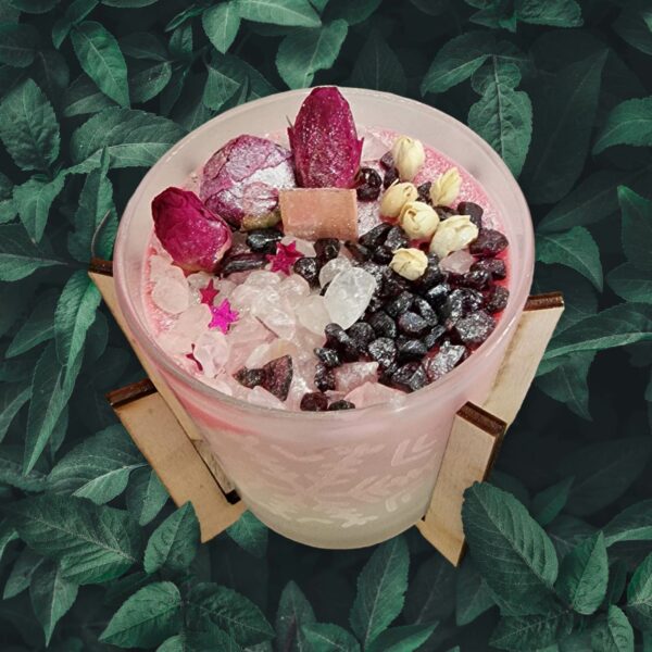 Bougie Amour Fraise Rose Grenat et Quartz Rose – Image 2
